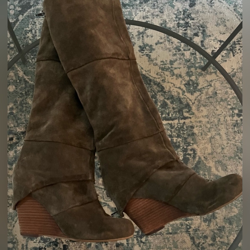 Fergie wedge heel boot
